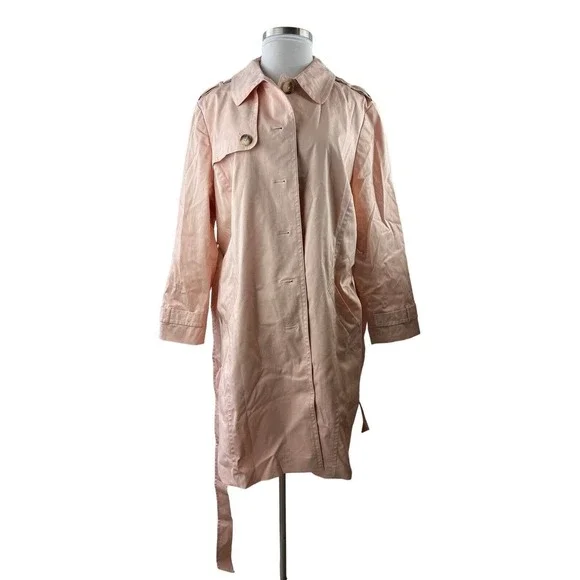 Talbots Polished Trench Coat Tie Belt Pink Women's Plus Size 3X - Picture 4 of 12